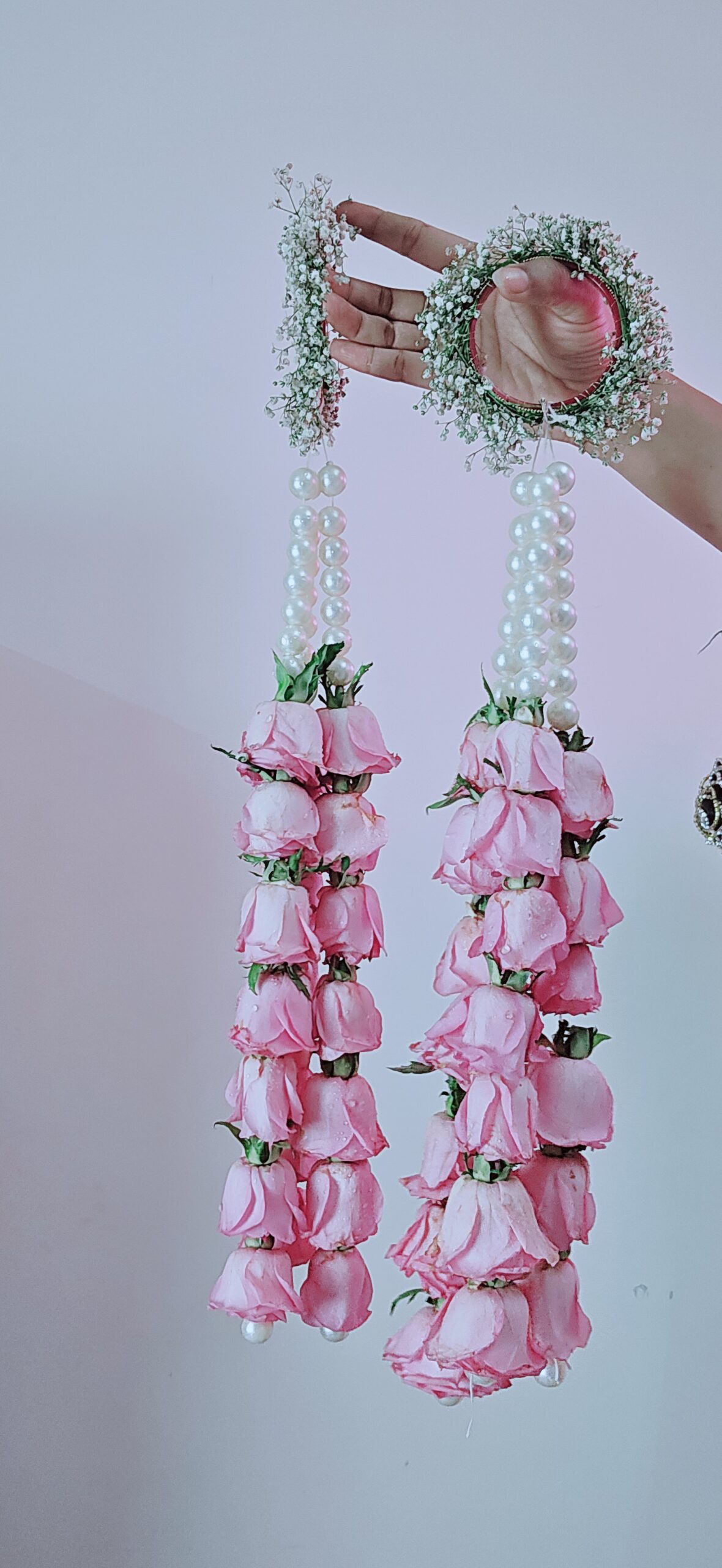 fresh pink rose floral kaleera for brides