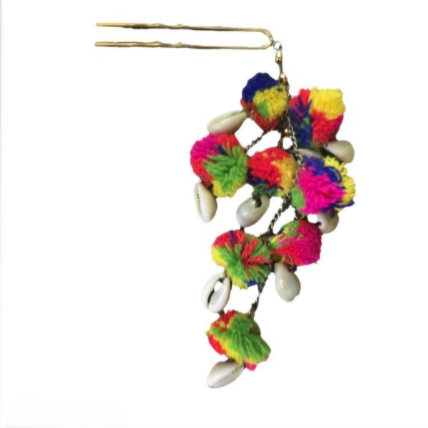 jhalak premium handmade multicolor pom pom paranda bun latkan