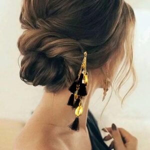 nyra handmade black & gold tassel juda pin