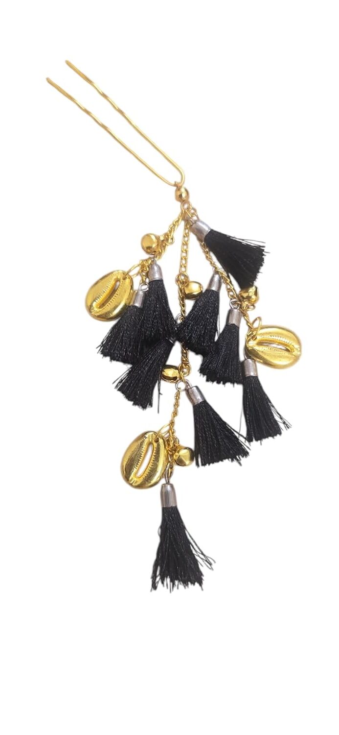 nyra handmade black & gold tassel juda pin
