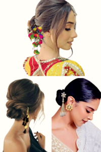 combo of 3 hair pins black gold, white & multicolor pom pom zura pin
