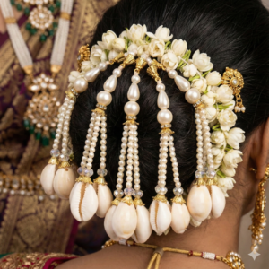 haya pearl & cowrie shell traditional hair bun accessory (set of 5 u pins)