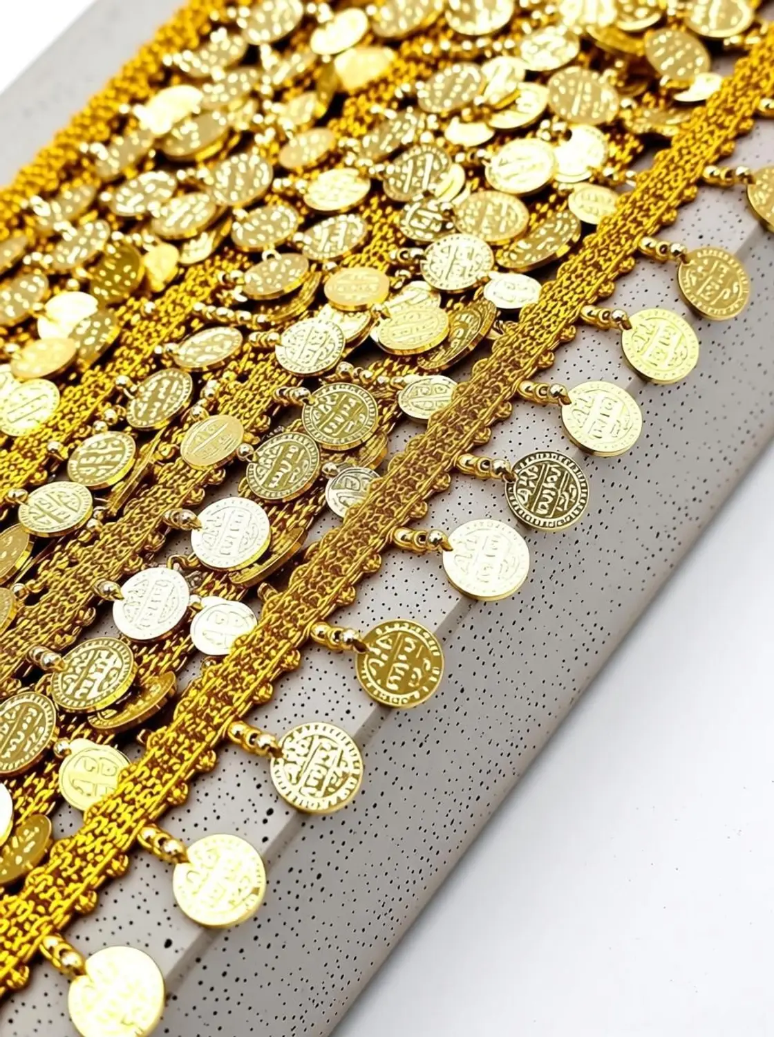 noor pearl and coin braid drape